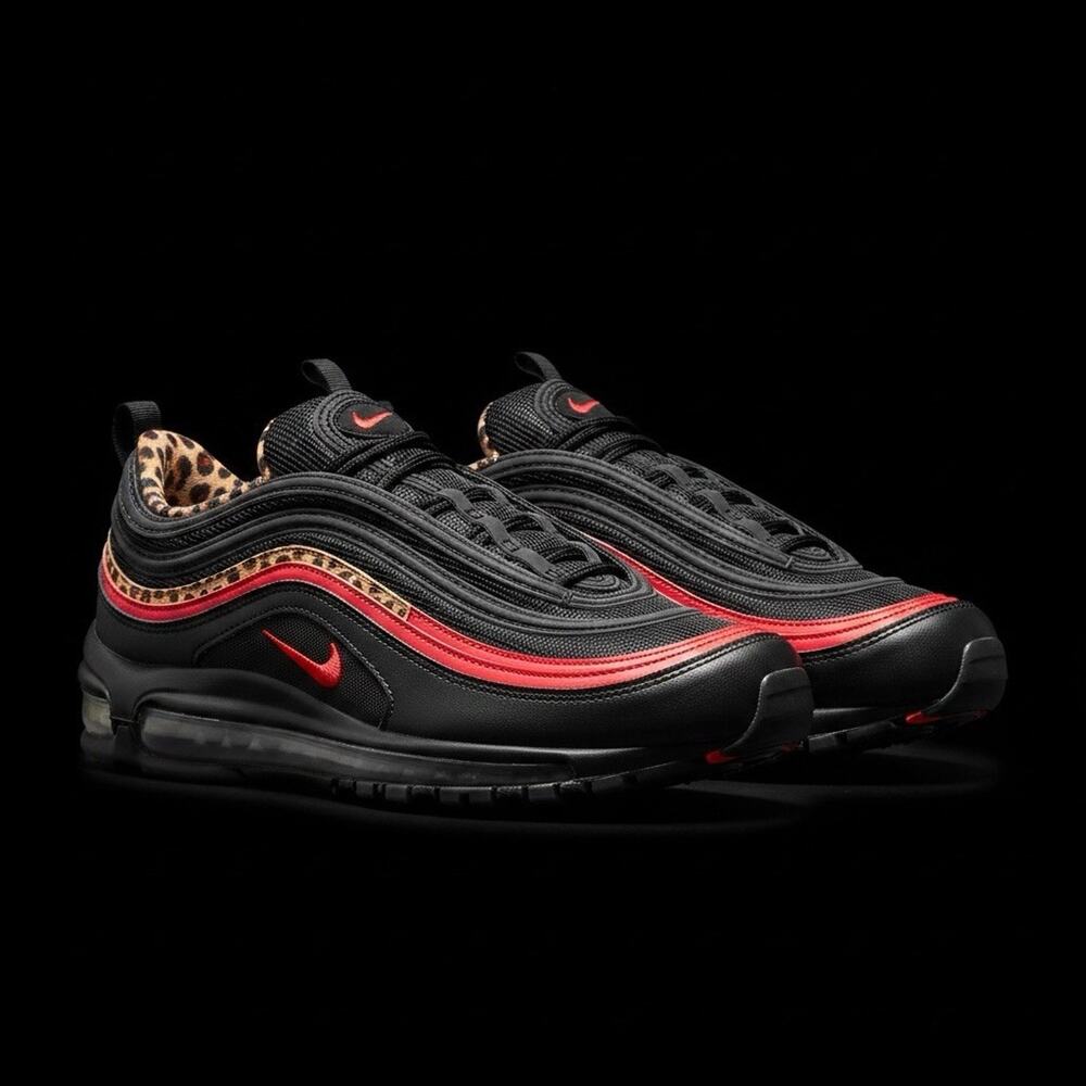 Nike Air Max 97 Leopard Pack Black Red Shoes Sneakers BV6113-001 Size 8